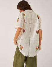 Luna Floral Embroidered Shirt, White (WHITE), large