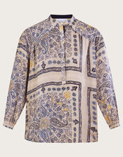 One Hundred Stars Mehndi Print Shirt, Blue (BLUE), large
