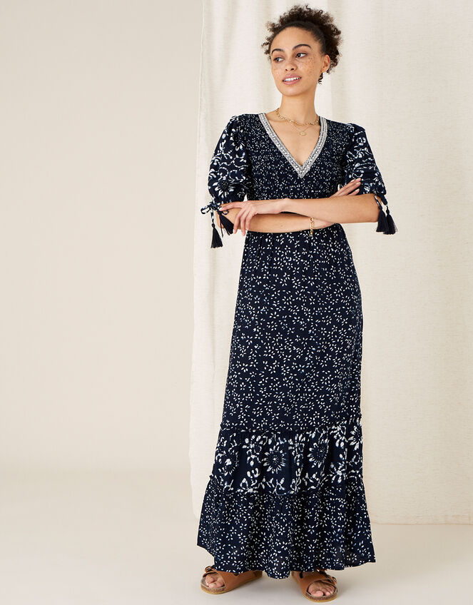 ARTISAN STUDIO Mix Print Tiered Dress, Blue (NAVY), large