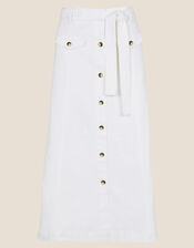 Button Through Denim Skirt, Natural (ECRU), large