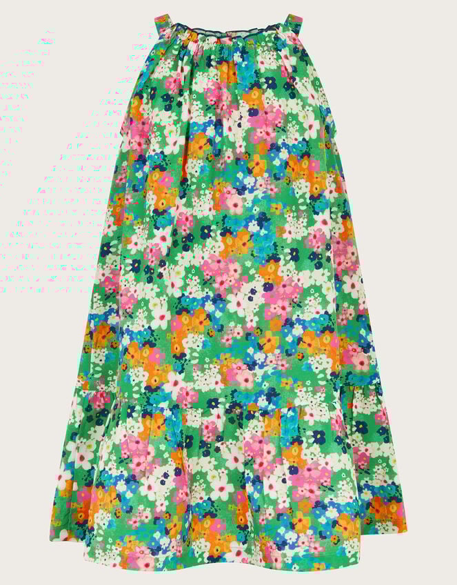 Ditsy Floral Swing Dress, Green (GREEN), large