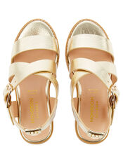 Metallic Strap Heeled Sandals, Gold (GOLD), large