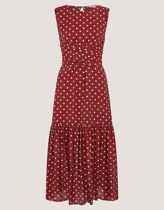 Claire Polka Dot Midi Dress, Red (BERRY), large
