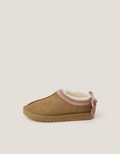 Bow Clog Slippers, Tan (TAN), large