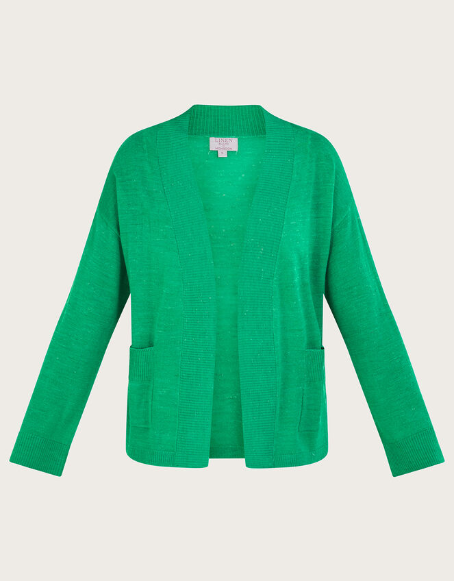 Pocket Cardigan in Linen Blend Green