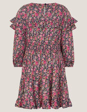 Ditsy Floral Ruffle Dress, Blue (NAVY), large