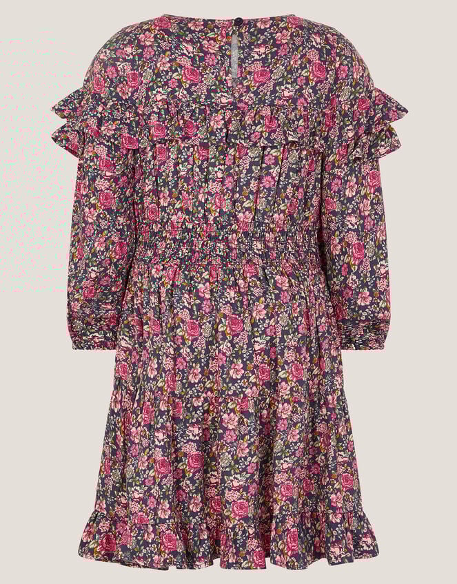 Ditsy Floral Ruffle Dress, Blue (NAVY), large
