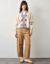 East Cresta Long Sleeve Embroidered Blouse, Ivory (IVORY), large