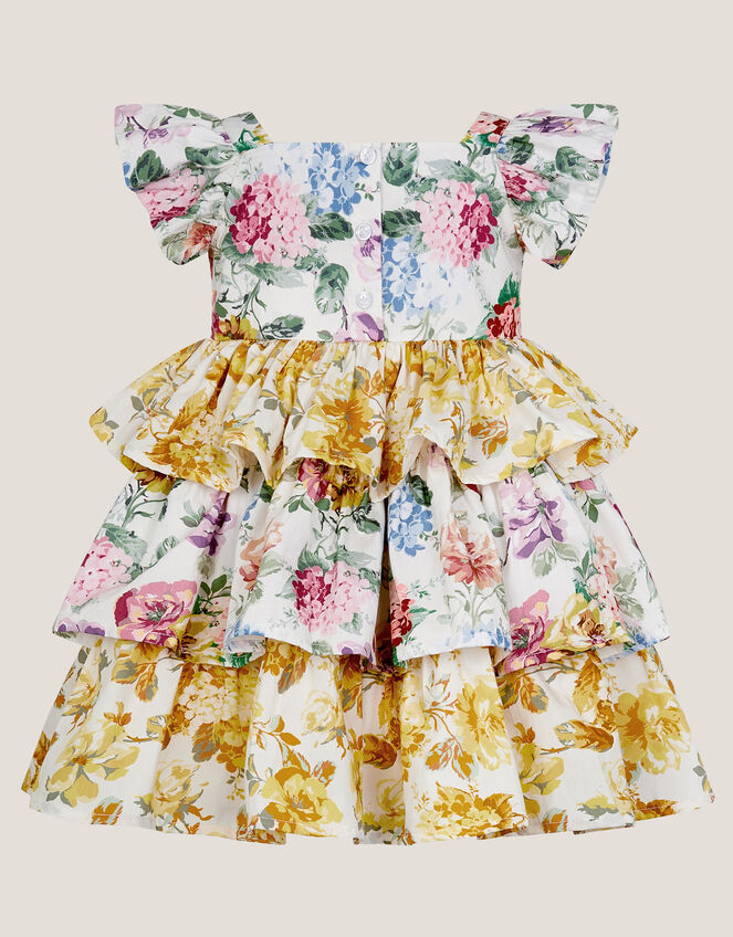 Baby Floral Print Puff Sleeve Dress, Yellow (YELLOW), large