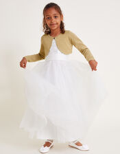 Maeve Sparkle Scallop Cardigan, Gold (GOLD), large