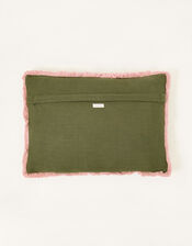Fringe Floral Embroidered Cushion, , large