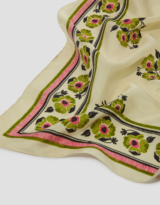 Louisa Floral Silk Square Scarf, , large