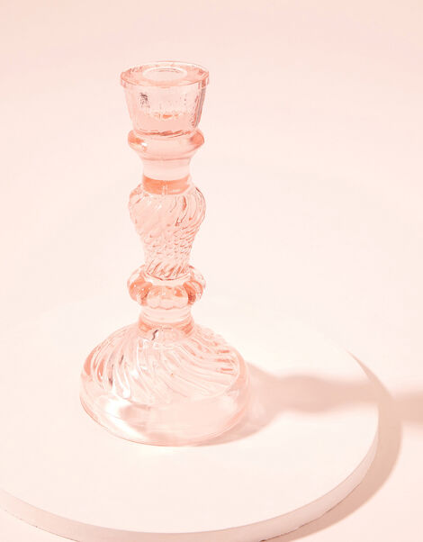 Glass Candle Stick Holder Pink, Pink (PALE PINK), large