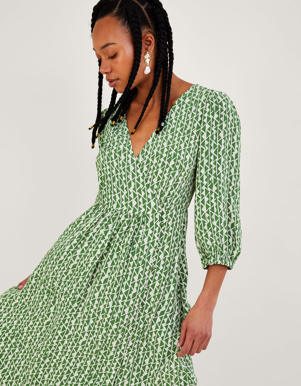 Doris Wrap Dress in Sustainable Viscose Green Day Dresses Monsoon ROI