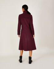 Fiona PU Tipped Funnel Coat, Red (BERRY), large
