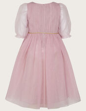 Land of Wonder Selena Shimmer Half Sleeve Tunic Dress, Pink (DUSKY PINK), large