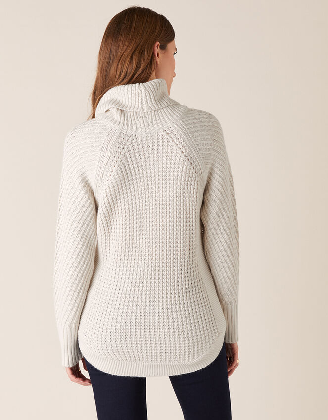 Caitlyn Cowl Neck Stitchy Jumper, Ivory (IVORY), large