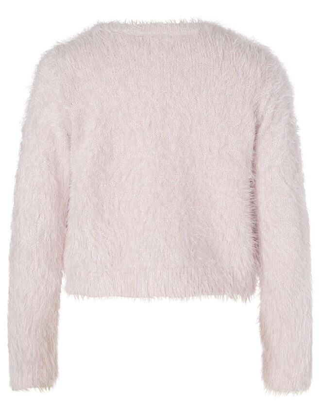 Sequin Bow Fluffy Bolero, Pink (PALE PINK), large