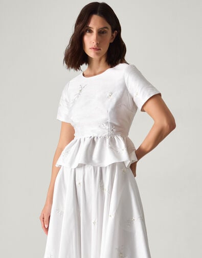 Eliza Floral Embellished Wedding Top, Ivory (IVORY), large