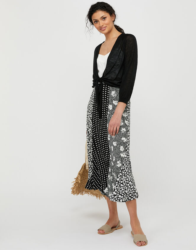 Libby Tie Shrug in Linen Blend, Black (BLACK), large