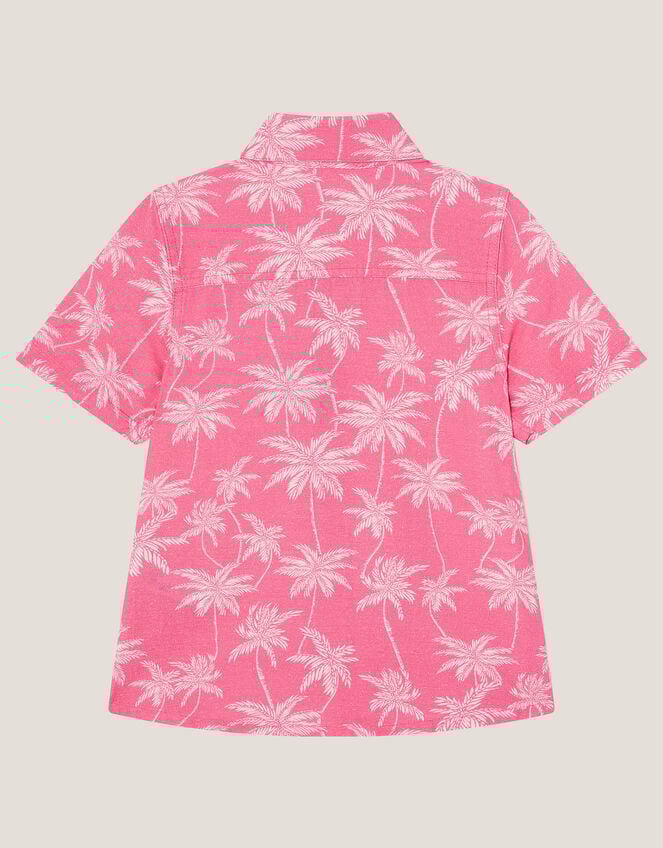 Palm Print Short Sleeve Shirt, Pink (PINK), large