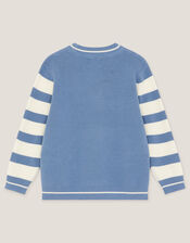 Embroidered Stripe Knit Jumper, Blue (BLUE), large
