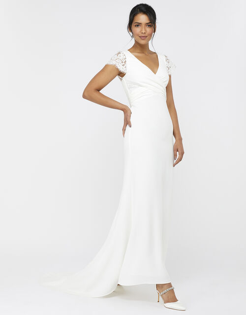 Leonora Bridal Crepe Lace Maxi Dress Ivory Wedding Dresses Monsoon Global