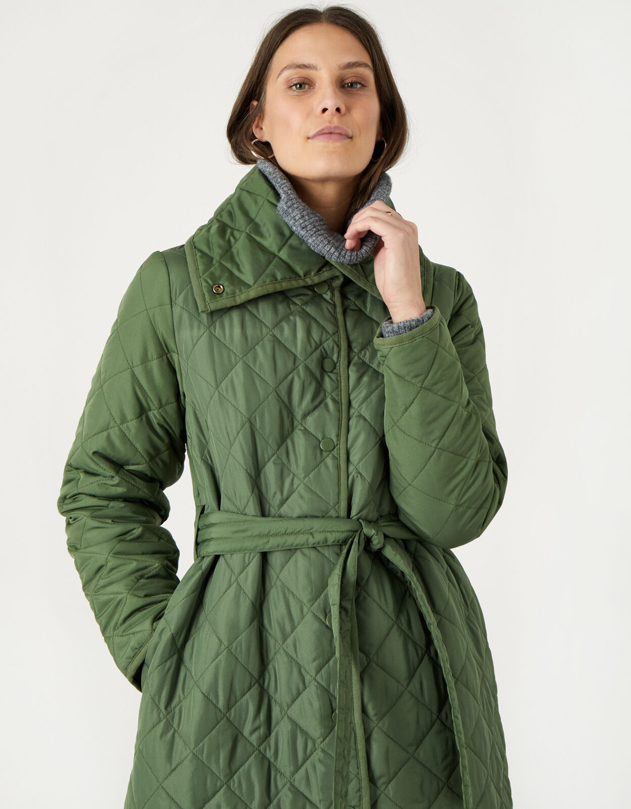 Long padded green new arrivals coat