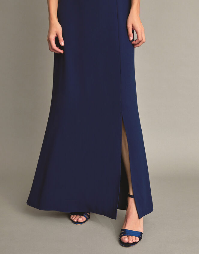Beatrice Crepe Bardot Maxi Dress, Blue (NAVY), large