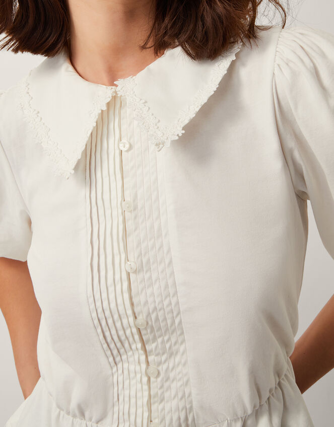 Celia Puff Sleeve Collar Blouse, Ivory (IVORY), large
