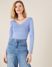 Scallop Jumper with Sustainable Viscose, Blue (BLUE), large