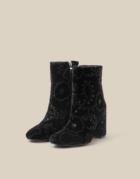 Glory Embroidered Ankle Boot, Black (BLACK), large
