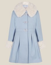 Isabella Faux Fur Collar Coat, Blue (BLUE), large