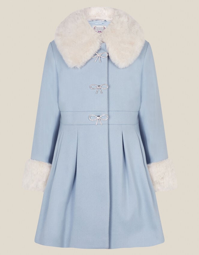 Isabella Faux Fur Collar Coat, Blue (BLUE), large