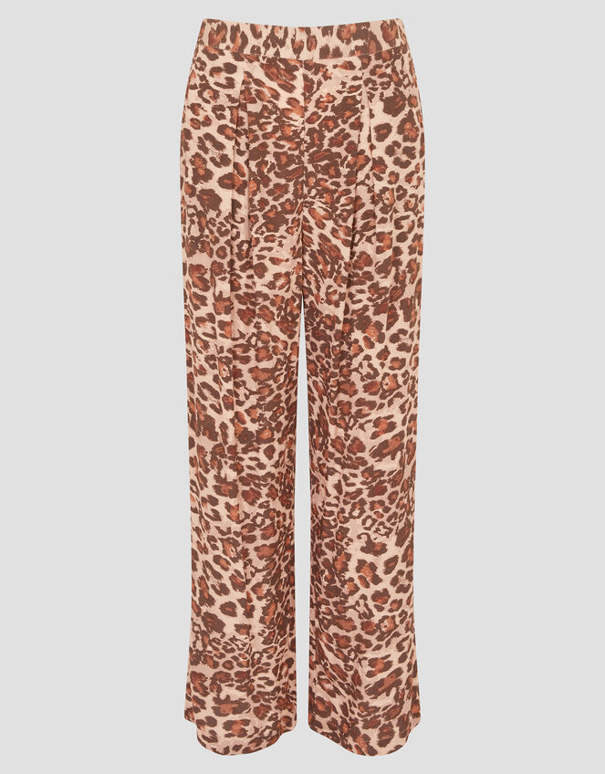 Arielle Leopard Print Pants, Brown (BROWN), large