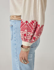 Maison Hotel Antonella Floral Embroidered Blouse, Red (RED), large