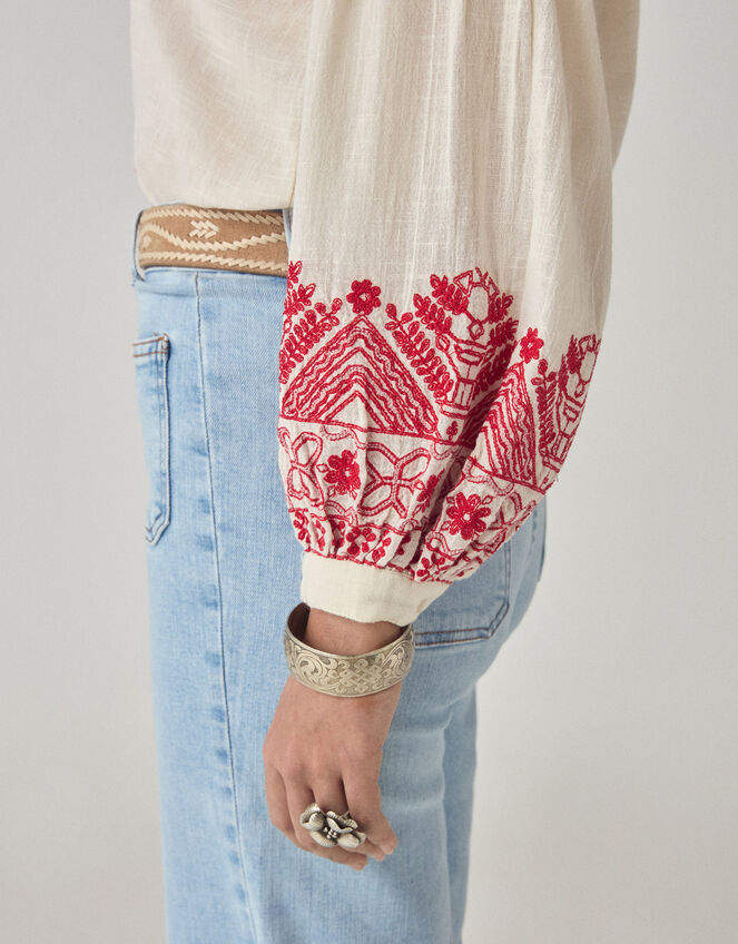 Maison Hotel Antonella Floral Embroidered Blouse, Red (RED), large