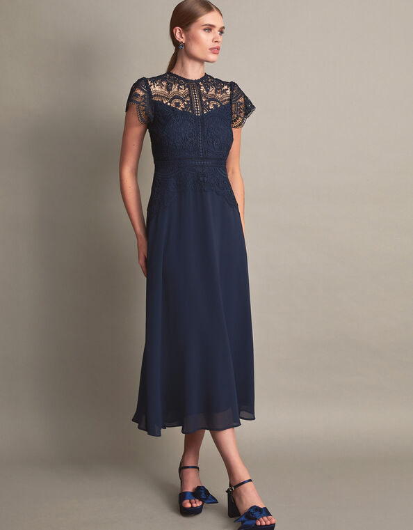 Monica Lace Midi Bridesmaid Dress, Blue (NAVY), large