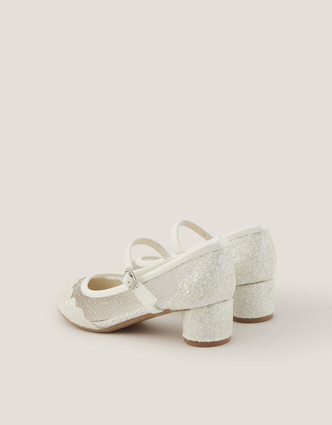 Annabelle Glitter Mesh Heels, Ivory (IVORY), large