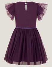 Embellished Bow Disco Dress, Purple (PURPLE), large