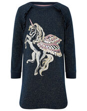 Unicorn Sparkle Sweat Tunic, Blue (NAVY), large