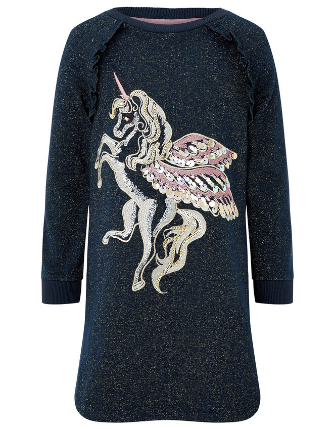 Unicorn Sparkle Sweat Tunic, Blue (NAVY), large