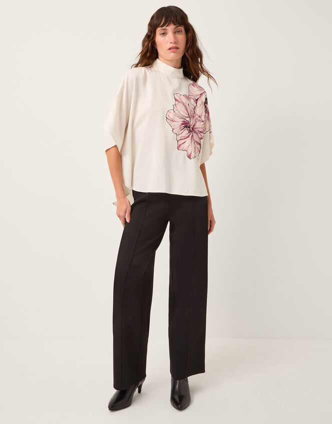Emilia Flower Cape Sleeve Top, Cream (CREAM), large