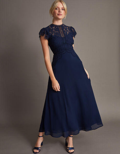 Louise Lace Shorter Length Dress, Blue (NAVY), large
