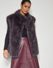 Della Faux Fur Gilet, Brown (CHOCOLATE), large