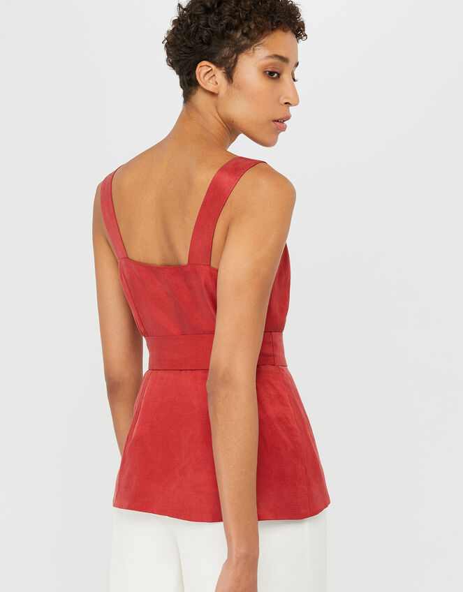 Cherry Plain Button Top, Orange (RUST), large