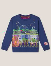 London Christmas Scene Sweatshirt, Blue (BLUE), large