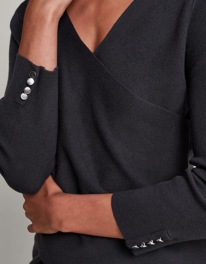 Winslet Wrap Sweater, Gray (CHARCOAL), large
