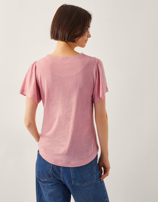 Mabel Linen Blend T-Shirt , Pink (BLUSH), large