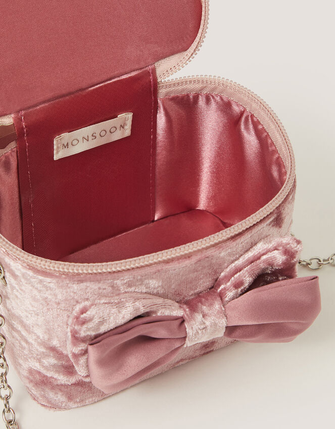 Bow Velvet Bag , Pink (PINK), large